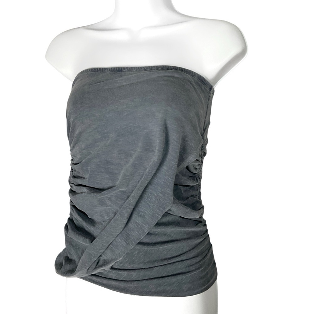 Sundry Strapless Tube Top Sz S Ruched Crossover Gray Neutral Going Out